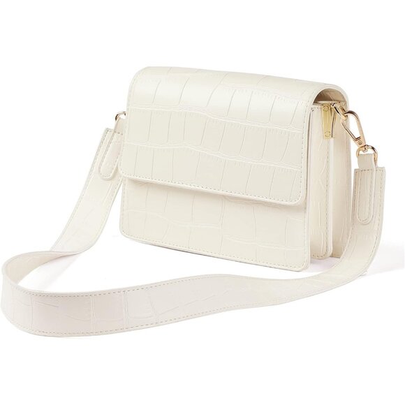 Handbags - Crossbody Bags for Women Vegan Leather Purses 1-crocodile White